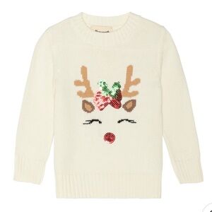 ellsworth + ivey- Kids Sequin Reindeer Crewneck Sweater